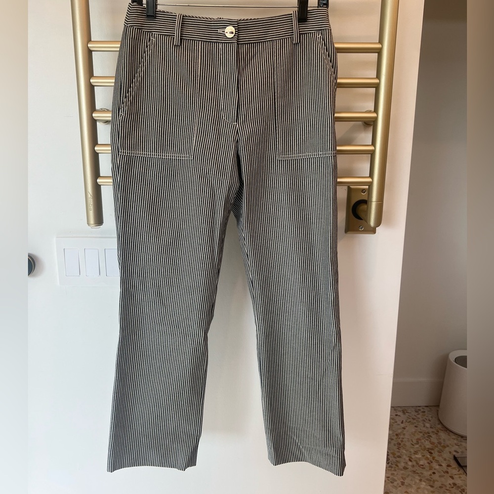 Maje Pinstripe Pants in Black and White